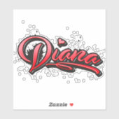 Diana red Heart graffiti Autocollants (Feuille)