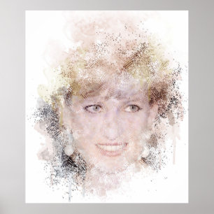 Diana The People's Princess Waterverf Portrait Poster