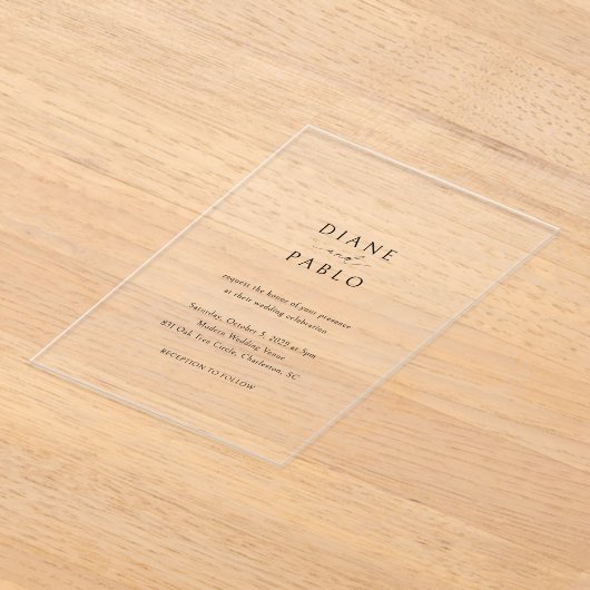 Diane hedendaagse chique moderne bruiloft acryl uitnodigingen (Laagn)