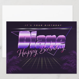 Diane Nom Prénom lila retro Carte Anniversaire