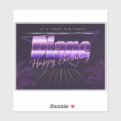 Diane Nom Prénom lila retro Sticker (Feuille)