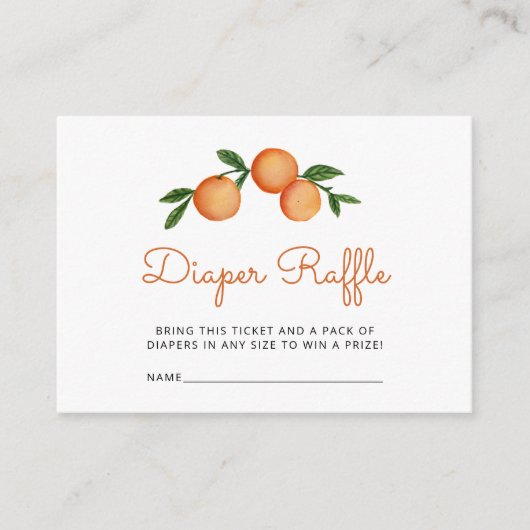 Diaper Baby shower Raffle Citrus Oranje Informatiekaartje (Voorkant)