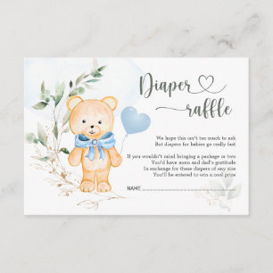 Diaper Baby shower Raffle Teddy Bear Informatiekaartje