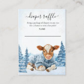 Diaper Raffle Baby Cow Calf Winter Christmas Informatiekaartje (Voorkant)