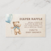 Diaper Raffle Barly Wait Teddy Bear Baby shower Informatiekaartje (Voorkant)
