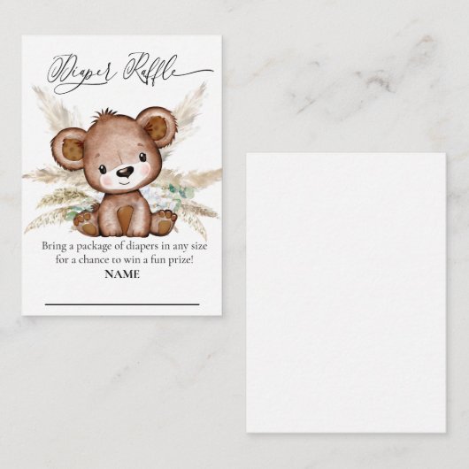 Diaper Raffle Beer Boho Pampas Grass Barly Wait Informatiekaartje (Voorkant / Achterkant)