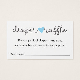 Diaper Raffle Blue Heart Baby shower garçon