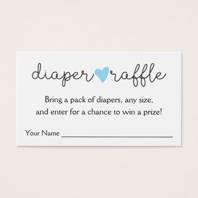 Diaper Raffle Blue Heart Baby shower garçon (Devant)