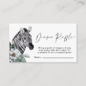 Diaper Raffle Boho Zebra Waterverf Baby shower Informatiekaartje (Voorkant)