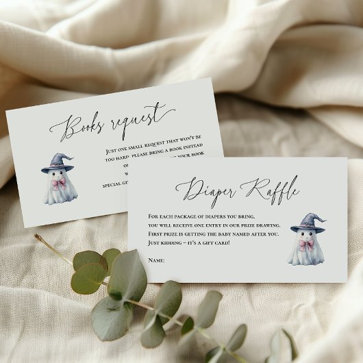 DIAPER RAFFLE BOOK REQUEST HALLOWEEN GHOST HAT INFORMATIEKAARTJE