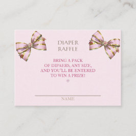 Diaper Raffle Carriage Bows Pink Gingham Informatiekaartje