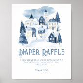 Diaper raffle Christmas village Winter Baby Shower Poster (Voorkant)