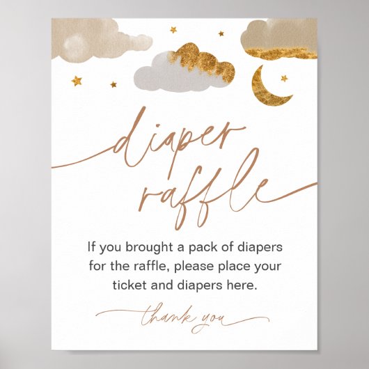 Diaper Raffle Game Twinkle Little Star-Baby shower Poster (Voorkant)
