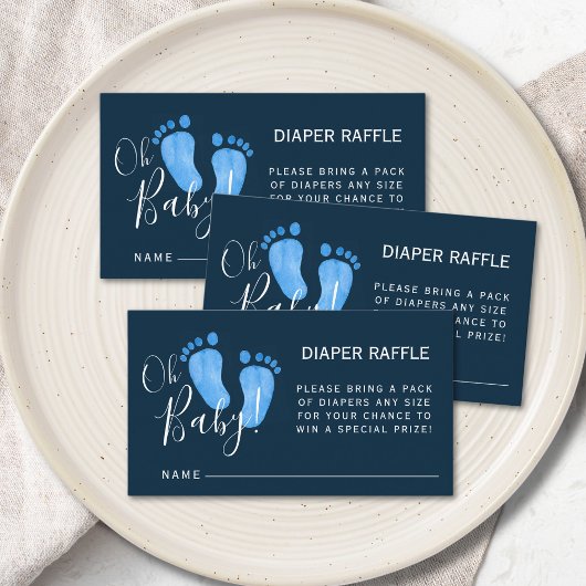 Diaper Raffle Navy Blue Baby shower Enclosure Kaar Informatiekaartje