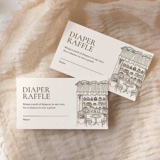 Diaper Raffle Paris French Patisserie Baby Shower Informatiekaartje