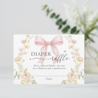 Diaper Raffle Pink Bow Baby Shower Enclosure Card  Informatiekaartje