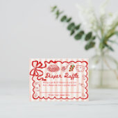 Diaper Raffle Red Bow Frame Enclosure Card Informatiekaartje (Staand voorkant)
