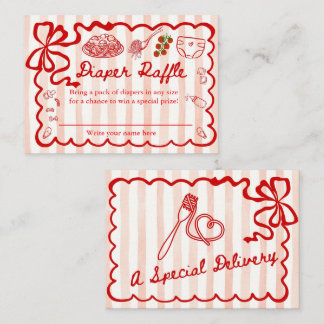 Diaper Raffle Red Bow Frame Enclosure Card Informatiekaartje