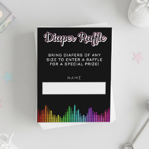 Diaper Raffle Regenboog Muziek Baby Shower Informatiekaartje