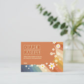 Diaper Raffle Retro Rainbow Hippie Daisy Informatiekaartje (Staand voorkant)