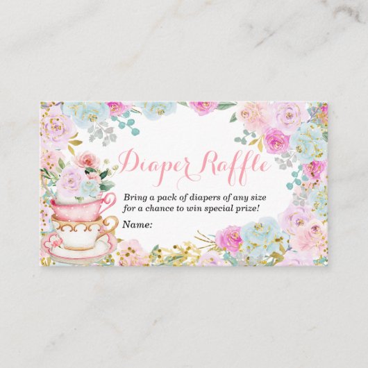 Diaper Raffle Tea Party Pastel Floral Informatiekaartje (Voorkant)