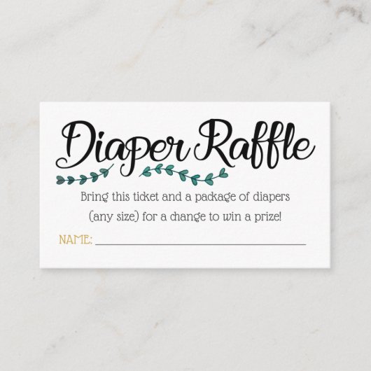 Diaper Raffle Ticket Informatiekaartje (Voorkant)