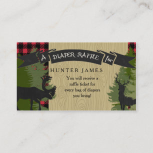 Diaper Raffle Ticket Lumberjack Deer Antlers Boy Informatiekaartje