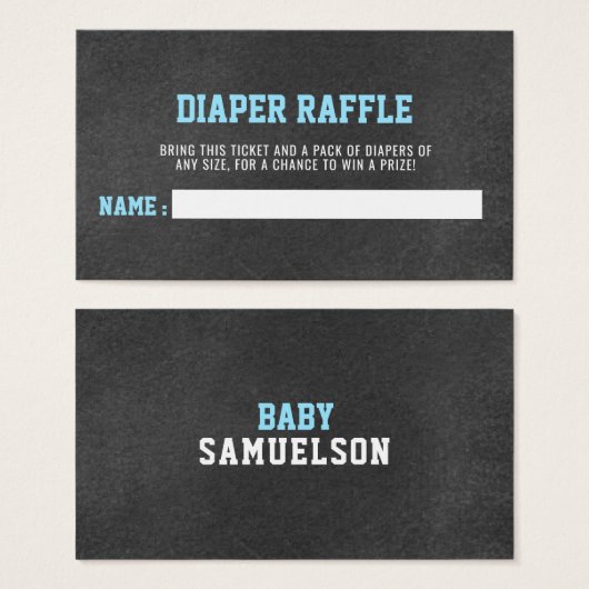 DIAPER RAFFLE Ticket Sports Chalkboard Baby shower (Devant & derrière)