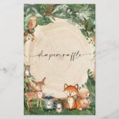 Diaper Raffle Ticket Woodland Briefpapier (Achterkant)