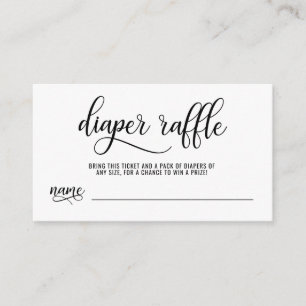 DIAPER RAFFLE Ticket zwart-wit Baby shower Informatiekaartje