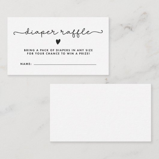 Diaper Raffle Tickets Baby shower Black White (Voorkant / Achterkant)