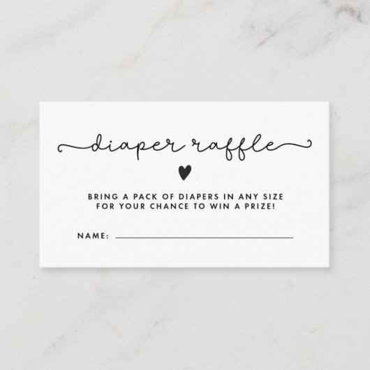 Diaper Raffle Tickets Baby shower Black White (Voorkant)