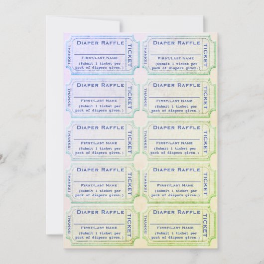 Diaper Raffle Tickets Blue Green Kaart (Voorkant)