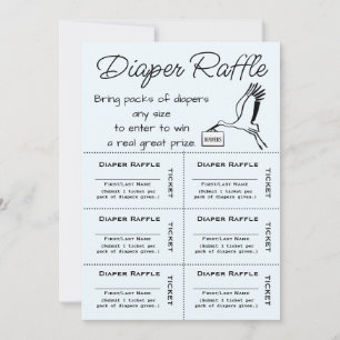 Diaper Raffle Tickets Blue Invitation Kaart