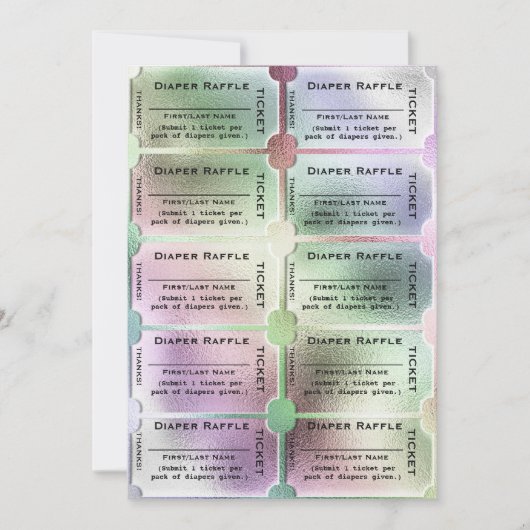 Diaper Raffle Tickets Cute Rainbow Baby shower Kaart (Voorkant)