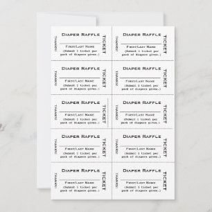 Diaper Raffle Tickets Plain Typografie Kaart