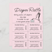 Diaper Raffle Tickets Roze Uitnodiging (Voorkant / Achterkant)