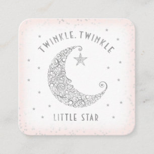 Diaper Raffle Twinkle Little Star Baby shower Roze Informatiekaartje