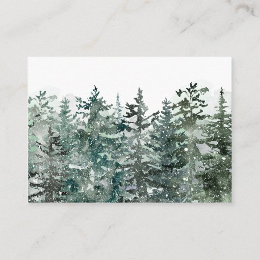 Diaper Raffle Winter Woodland Pine Trees Snowy Informatiekaartje (Achterkant)