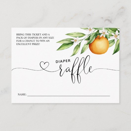 Diaper Sinaasappel Cutie Baby shower Informatiekaartje (Voorkant)