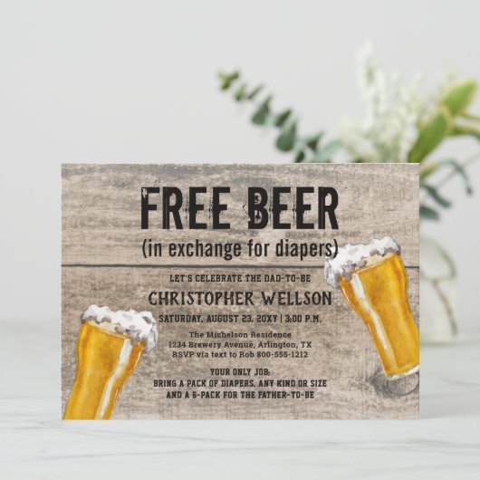 Diapers & Beer Pap Baby shower Party Kaart (Staand voorkant)