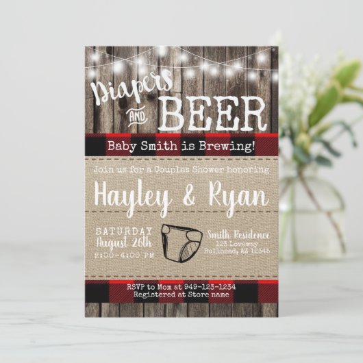 Diapers en biesbuffels met geplakte Baby Kaart (Staand voorkant)