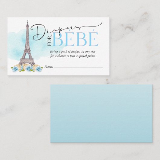 Diapers voor Bébé Diaper Raffle Insert Visitekaartje (Voorkant / Achterkant)