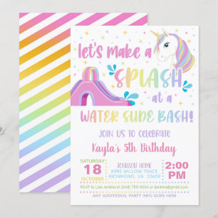 Diapositive sur l'eau Unicorn Invitation d'anniver