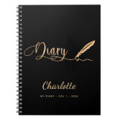 Diary black Gold elegant script name Notitieboek (Voorkant)
