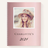 Diary blush roze foto monogram name notitieboek (Voorkant)