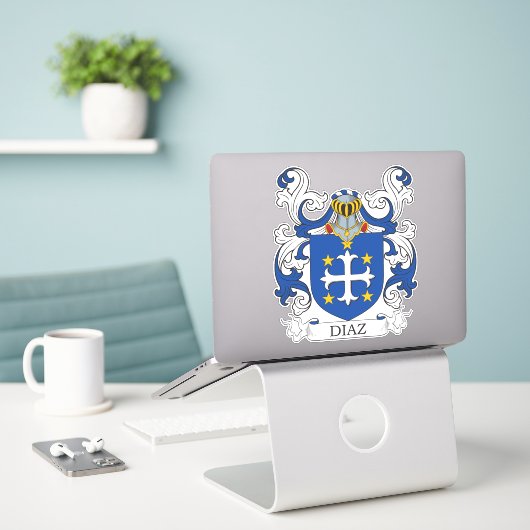 Diaz Family Crest Sticker (Laptop op bureau)