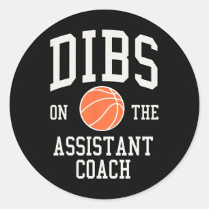 Dibs op de assistent coach basketbal vrouw meisje ronde sticker