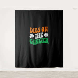 Dibs op de gember retro Ierse vlag grappig St Patr Wandkleed