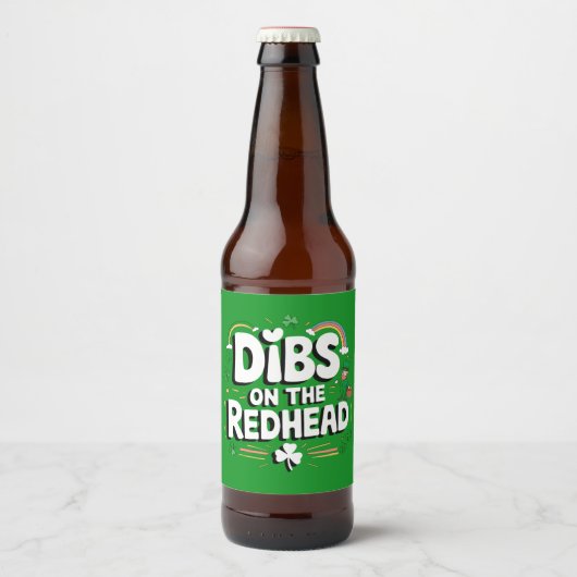 Dibs Op De Roodharige Funny St. Patrick's Dag Bier Etiket (Voorkant)